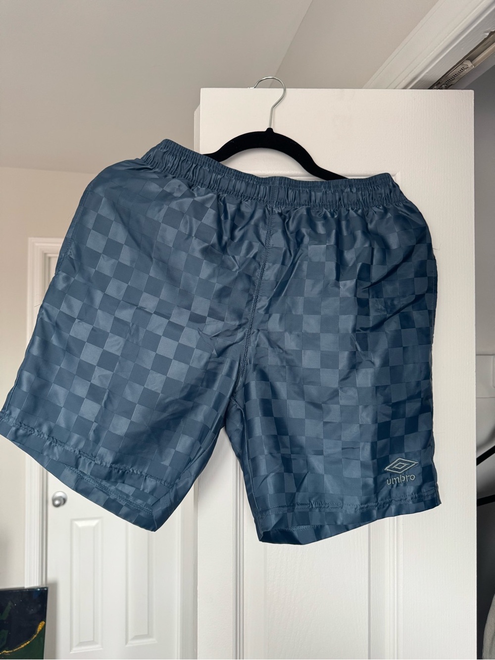 Umbro Light Blue Men's Athletic Shorts with Checker Lining